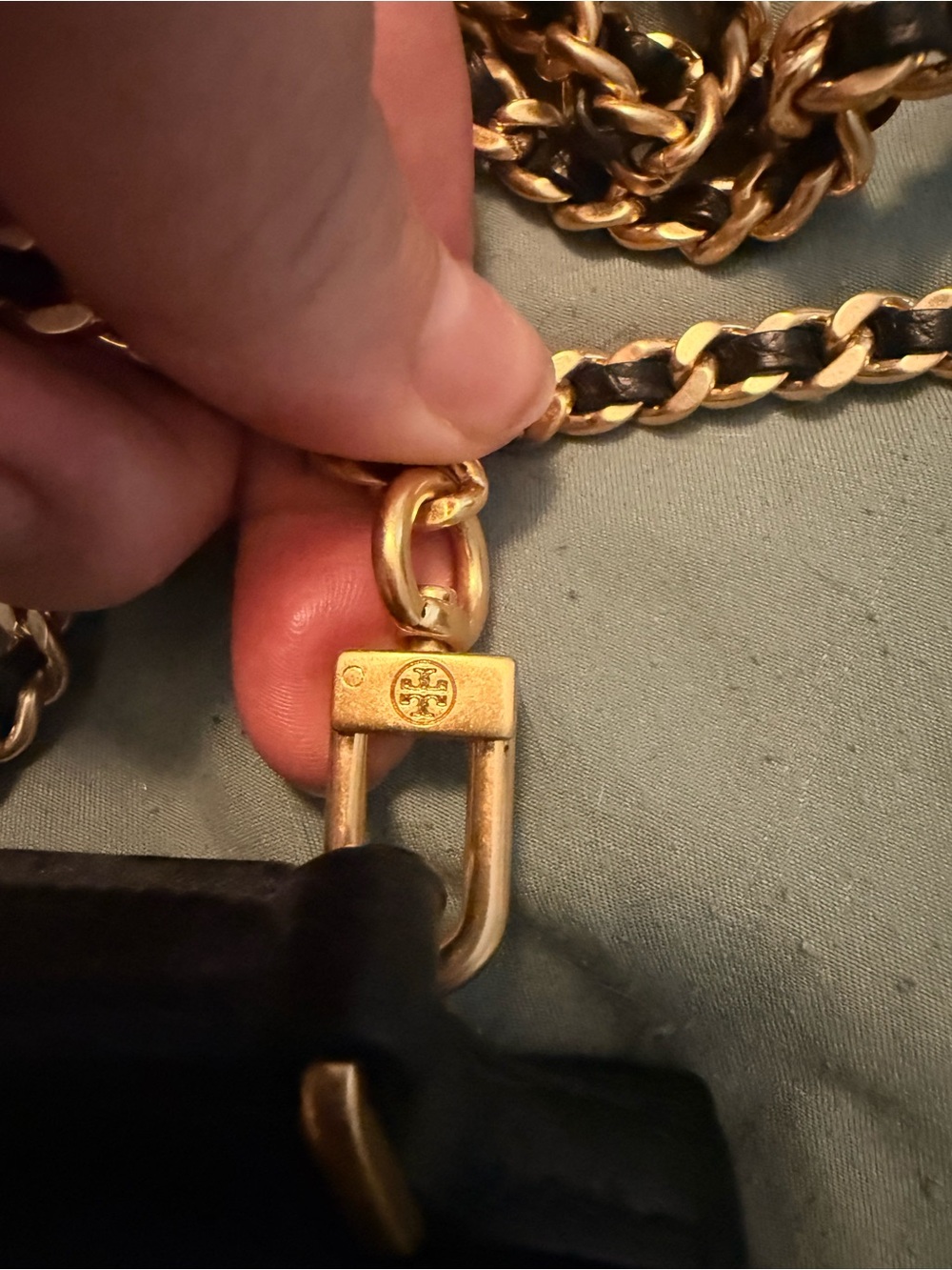 Tory Burch Black Leather Crossbody with Gold Logo and Chain - Picture 3 of 11